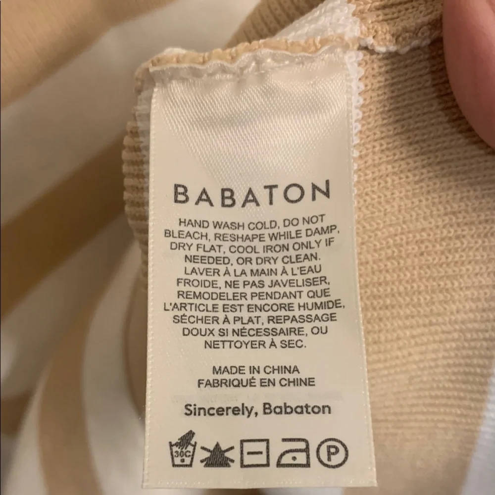 Babaton by Aritzia Cream and Tan Striped Dress in Sz S